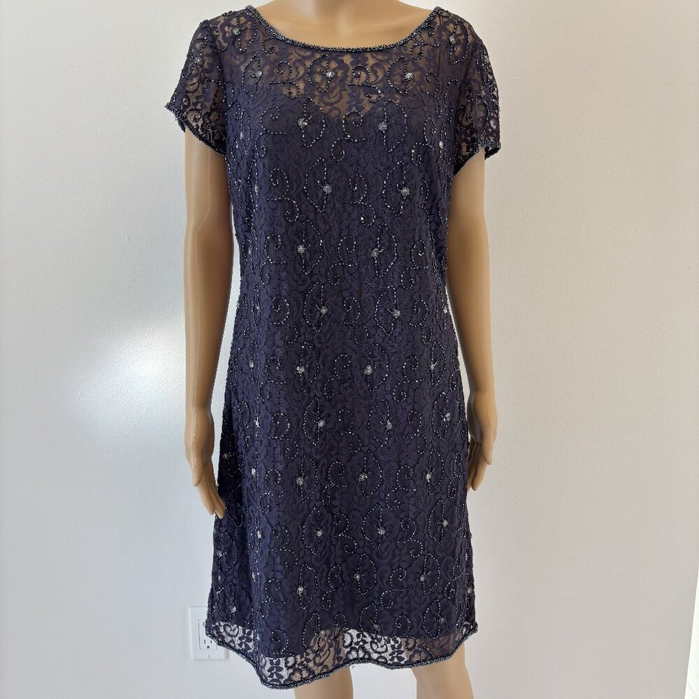 Beaded Lace Cocktail Dress - Size 10